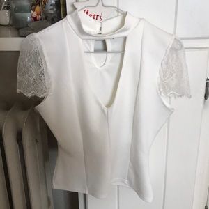 Dressy laced leave top